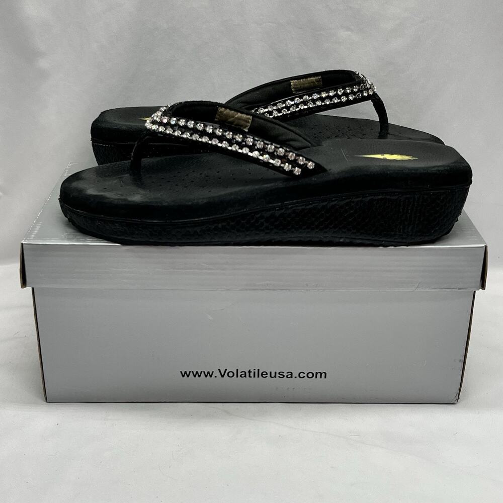 Volatile Size 9 Rhinestone platform Wedge Bling Sandals Chunky Festival Valerie